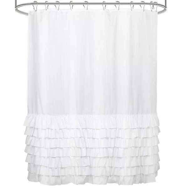 Шторка для ванной комнаты Frill White 180х180 см, полиэстер, цвет белый, Carnation Home Fashions, США, RIL180W - изобр. 7