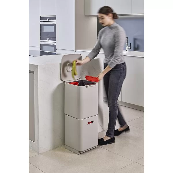 Контейнер для мусора с двумя баками Totem Compact 40 л, 37х76х30 см, низкоуглеродистая сталь, цвет белый, Joseph Joseph, Великобритания, 30064 - изобр. 14