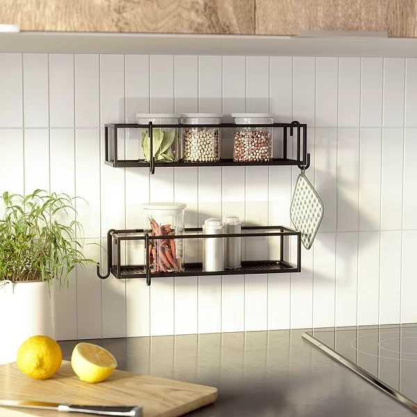 Набор из 2 полок для ванной Cubiko 32x12x6 см, сталь, цвет черный, Umbra, Канада,1018615-040 - изобр. 9