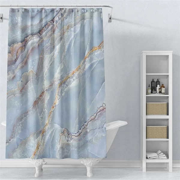 Шторка для ванной комнаты Marble Blue, 180х200 см, цвет голубой, полиэстер, Carnation Home Fashions, США, MRB115BLE - изобр. 8