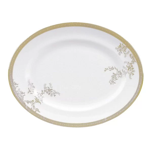 Блюдо овальное Vera Wang Lace Gold 35 см, материал фарфор, цвет белый Wedgwood, Великобритания, 50146903001 - изобр. 7