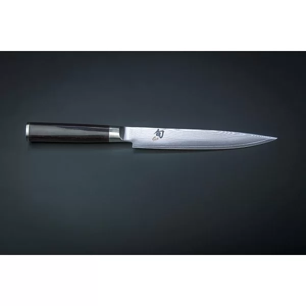Нож для тонкой нарезки Shun Classic, длина лезвия 18 см, сталь VG-MAX в обкладках из дамаска, Kai, Япония, KAI-DM-0768 - изобр. 8