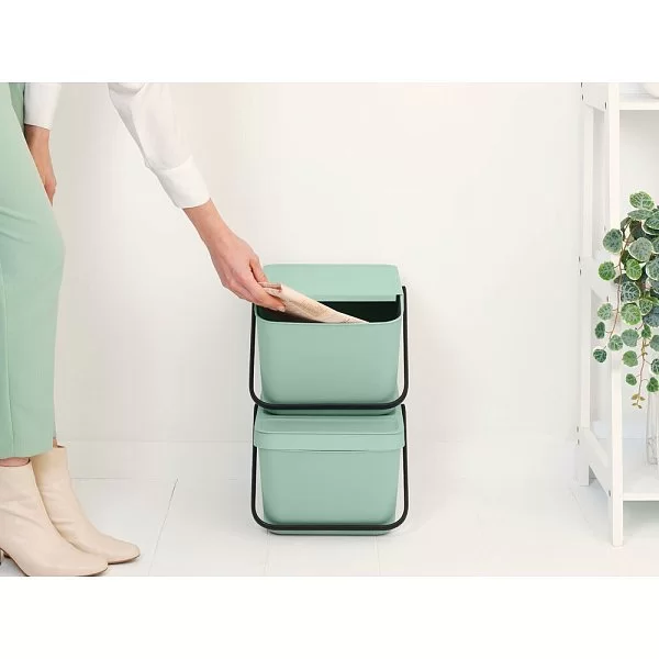 Ведро для мусора SORT&GO Stackable 20 л, пластик, цвет мятно-голубой, Brabantia, Бельгия, 277764 - изобр. 10