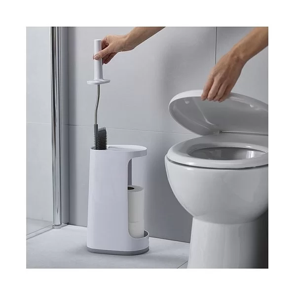 Ершик для унитаза с большим отсеком для хранения Flex Plus 21х48,2х14,8 см, пластик ABS, цвет серый + белый, Joseph Joseph, Великобритания, 70537 - изобр. 8