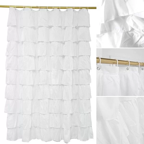 Шторка для ванной комнаты Beze,180х180 см см, цвет белый, полиэстер, Carnation Home Fashions, США, BZE180W - изобр. 9