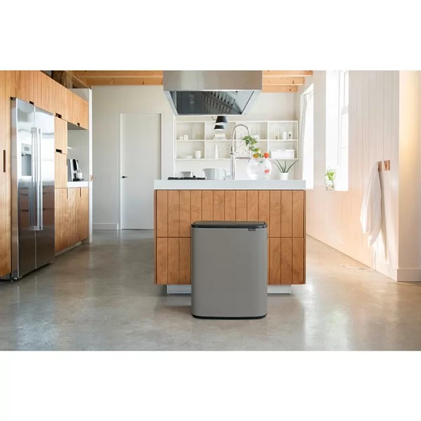 Мусорный бак 2-х секционный Touch Bin Bo объем 30 + 30 л, 54,5x31,2x65,6 см, нержавеющая сталь, цвет минерально-серый, Brabantia, Бельгия, 221460 - изобр. 9