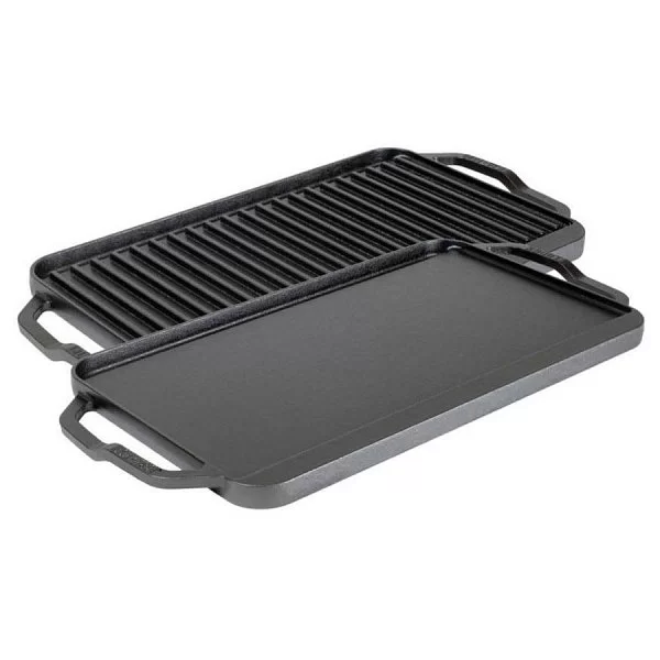 Гриль двусторонний Chef Collection с ручками и бортом 26х50 см, материал чугун, цвет черный, Lodge, США, LCDRG - изобр. 7
