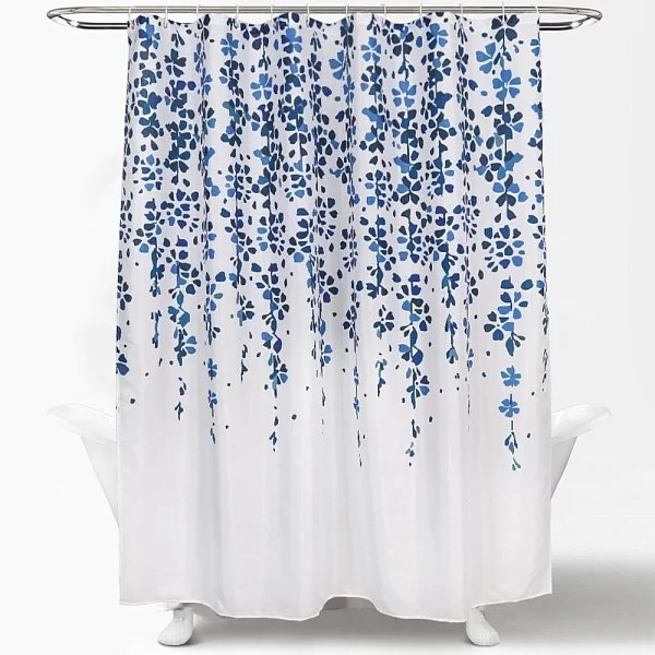 Шторка для ванной комнаты Garland 180х180 см, полиэстер, цвет белый + синий, Carnation Home Fashions, США, ALA180BLU - изобр. 7