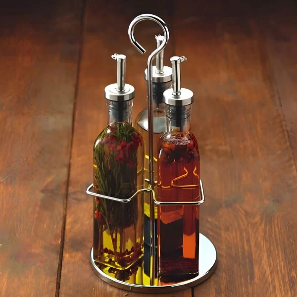 Набор из 3 стеклянных бутылок для масла и уксуса World of Flavours 270мл, Kitchen Craft, Великобритания, ICGLSALSET - изобр. 9
