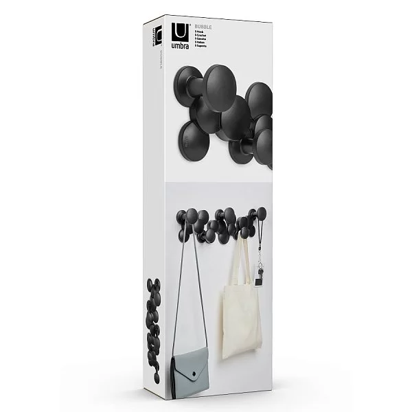 Вешалка настенная Bubble Hook 48,3х14,4х7,3 см, цвет черный, материал пластик, Umbra, Канада, 1010187-040 - изобр. 15