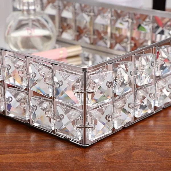 Подставка для предметов Crystal Silver 35,5х25х6 см, металл + хрустальное стекло, цвет серебряный, Kassatex, США, CRY-STR-SLV - изобр. 9