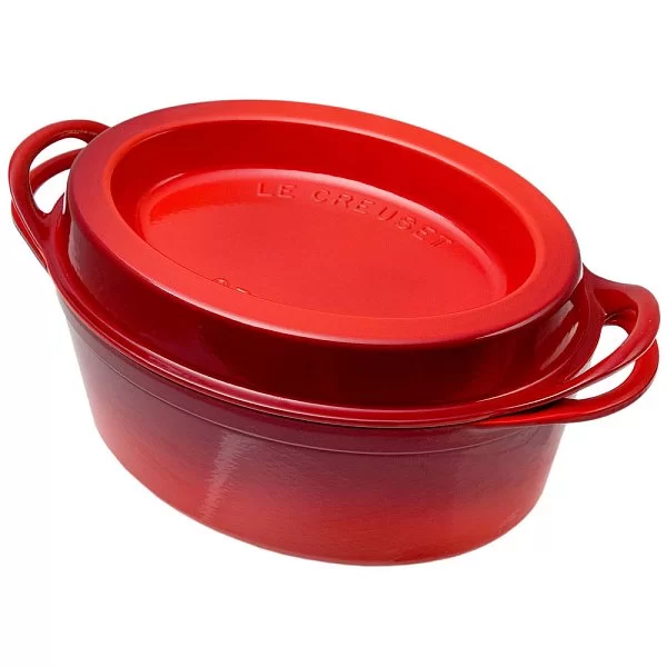 Кастрюля дофу овальная 30 см, объем 6 л, материал чугун, цвет вишневый, Le Creuset, Франция, 25084300602460 - изобр. 7