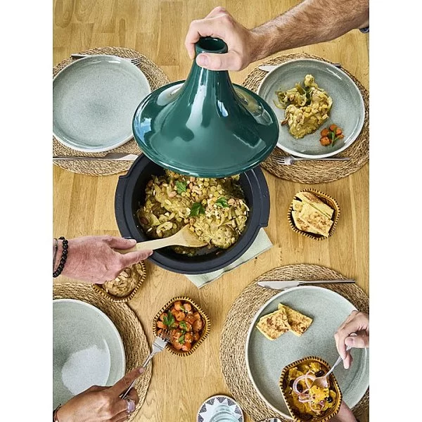 Тажин Atlas 30 см, высота 23 см, кованый алюминий +керамика, цвет зеленый, Peugeot, Франция, 62187 - изобр. 11