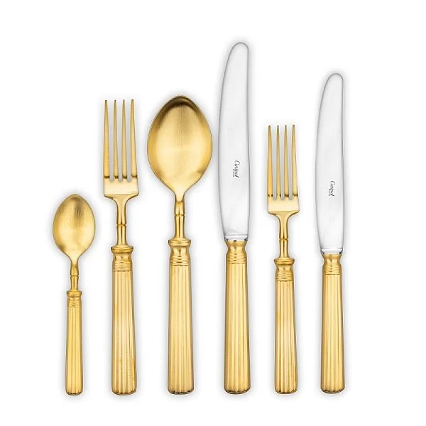 Набор столовых приборов Line Matte Gold Brushed на 12 персон, 72 предмета, цвет золотой, нержавеющая сталь, Cutipol, Португалия, L.72 GB - изобр. 7