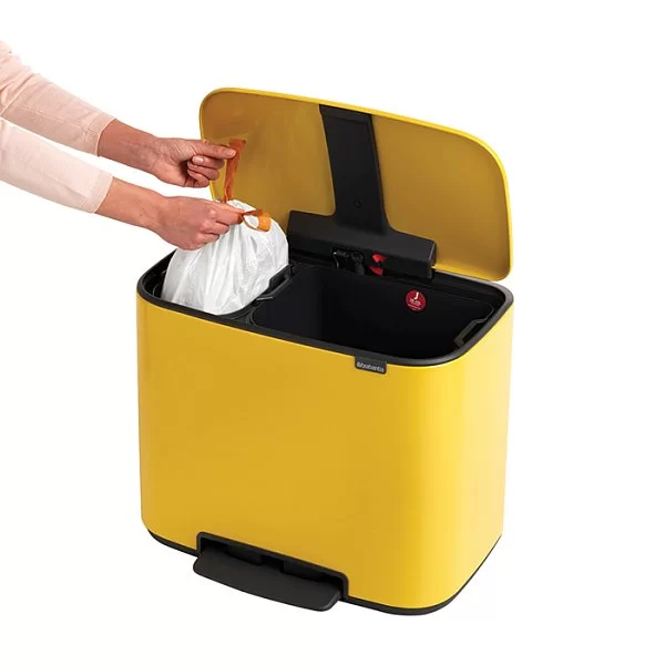 Мусорный бак 2 секции Pedal Bin Bo, желтая маргаритка, 11+23л, Brabantia, 121180 - изобр. 16