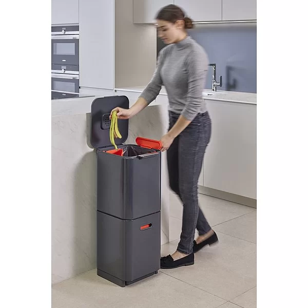 Контейнер для мусора с двумя баками Totem Compact 40 л, 37х76х30 см, низкоуглеродистая сталь, цвет графит, Joseph Joseph, Великобритания, 30065 - изобр. 14
