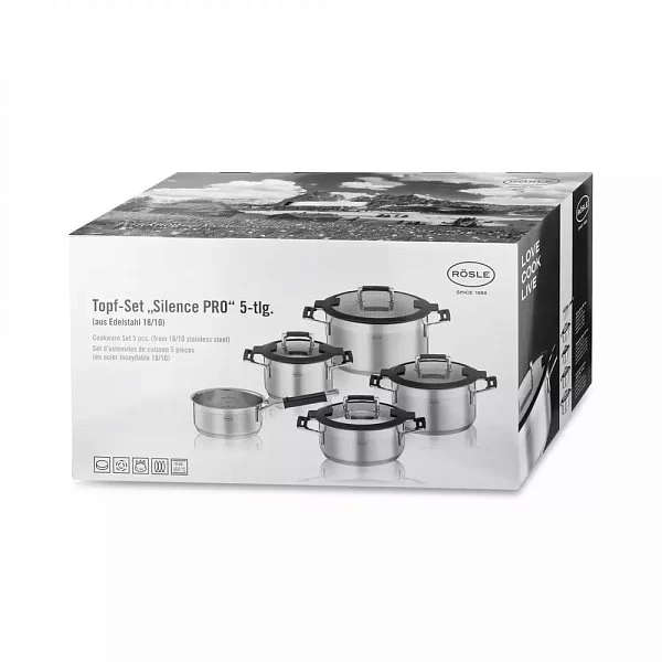 Набор посуды Silence PRO, 5 предметов, нержавеющая сталь, Roesle, Германия, 91966 - изобр. 9