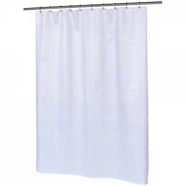 Шторка для ванной Waffle Weave White 183x183 см, цвет белый, материал полиэстер, Carnation Home Fashions, США, SCWAF-21 - изобр. 7