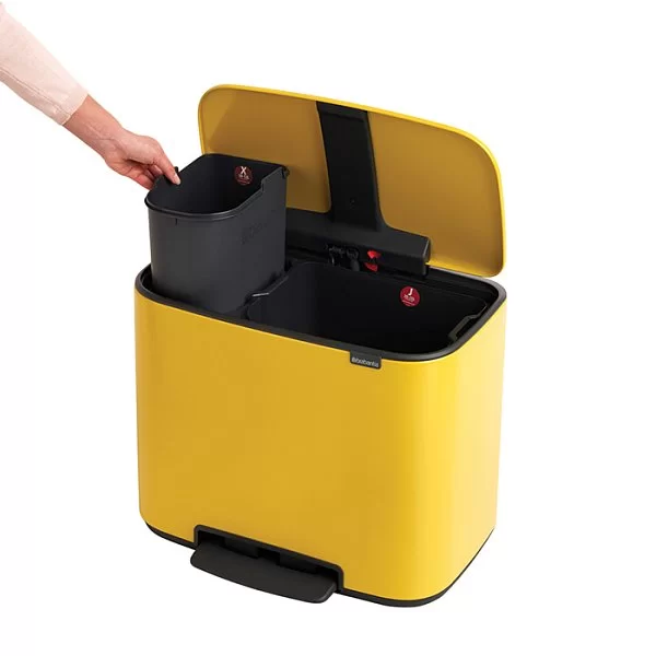 Мусорный бак 2 секции Pedal Bin Bo, желтая маргаритка, 11+23л, Brabantia, 121180 - изобр. 15