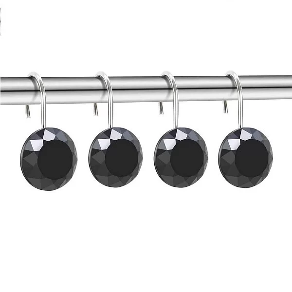 Набор из 12 крючков для шторки Crystal Black, 3,5х7 см, цвет черный, металл, Carnation Home Fashions, США, PHP-CRY/16 - изобр. 7