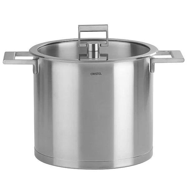 Высокая кастрюля с крышкой Strate fixed 9,4 л диаметр 24 см, матовая нержавеющая сталь 18/10, Cristel, Франция, M24SF - изобр. 7