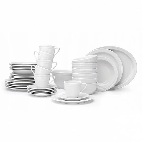 Набор столовой посуды Essentials, 38 предметов, цвет белый, фарфор, Berghoff, Бельгия, 8500042A - изобр. 7