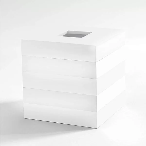Бокс для салфеток Cabana White 14х14х14 см, полистоун, цвет белый, Kassatex, США, ACL-TH-W - изобр. 8