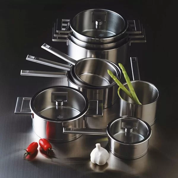 Высокая кастрюля с крышкой Strate fixed 9,4 л диаметр 24 см, матовая нержавеющая сталь 18/10, Cristel, Франция, M24SF - изобр. 9