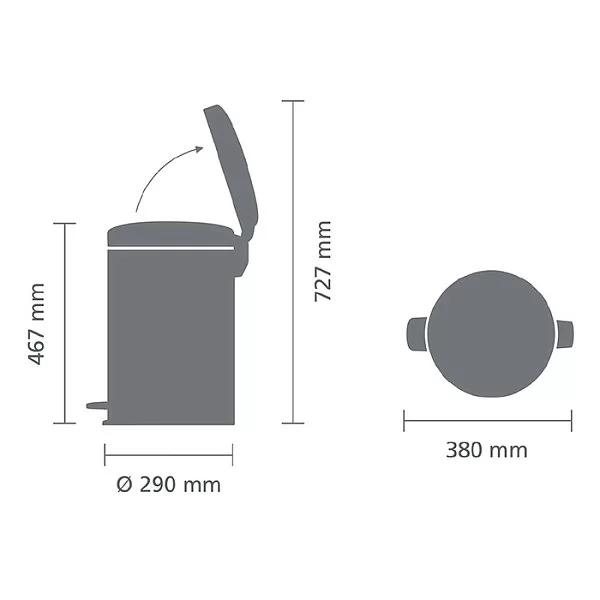 Мусорный бак с педалью NewIcon, 20л, черный матовый, Brabantia, 114106 - изобр. 12