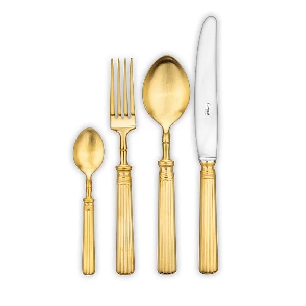 Набор столовых приборов Line Matte Gold Brushed на 6 персон, 24 предмета, цвет золотой, нержавеющая сталь, Cutipol, Португалия, L.006 GB - изобр. 7