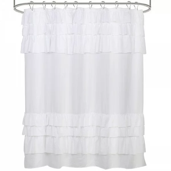 Шторка для ванной комнаты Frill Double White 180х180 см, полиэстер, цвет белый, Carnation Home Fashions, США, RIL180W2 - изобр. 7