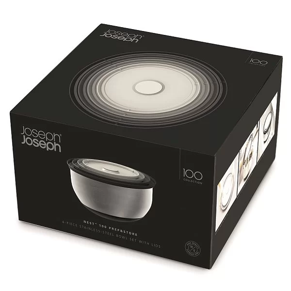 Набор из 4-х мисок с крышками Nest Prep цвет металик, материал нержавеющая сталь, Joseph Joseph, Великобритания, 95025 - изобр. 15