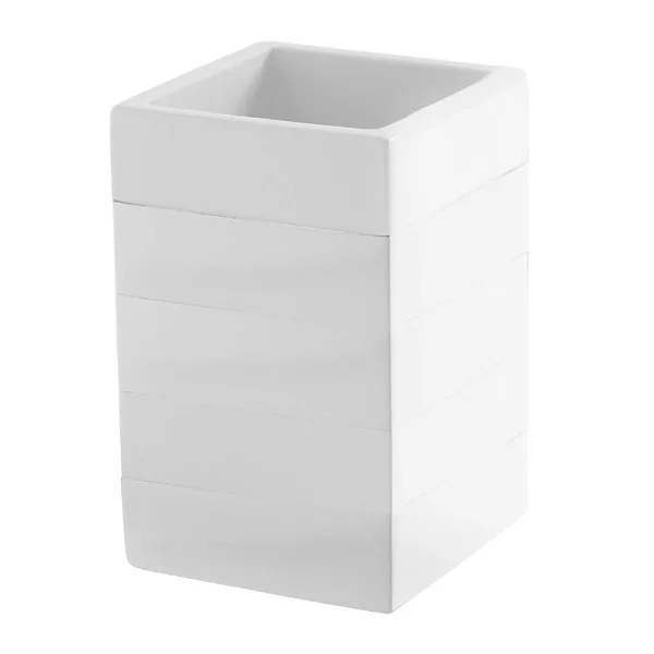 Стакан для зубной пасты Cabana White 7х7х11 см, полистоун, цвет белый, Kassatex, США, ACL-T-W - изобр. 7