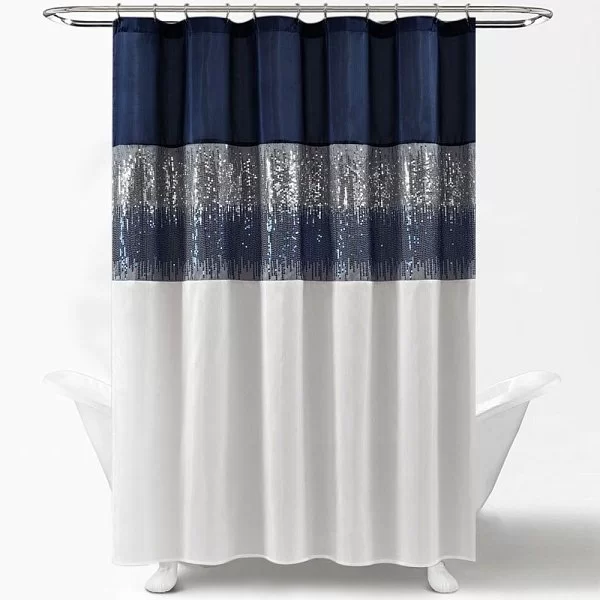 Шторка для ванной комнаты Sky 180х180 см, полиэстер, цвет синий + белый, Carnation Home Fashions, США, SKY180NW - изобр. 7