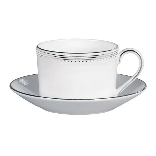 Блюдце чайное Vera Wang Grosgrain 14x2 см, материал фарфор, цвет серебро + белый, Wedgwood, Великобритания, 50116402603 - изобр. 8