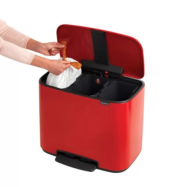 Мусорный бак 3 секции Pedal Bin Bo, 3x11л, пламенно-красный, Brabantia, 121029 - изобр. 13