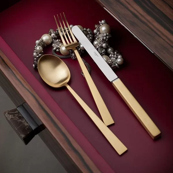 Набор столовых приборов на 6 персон Bauhaus Gold 24 предмета, нержавеющая сталь 18/10, золото, Cutipol, 9322 - изобр. 8
