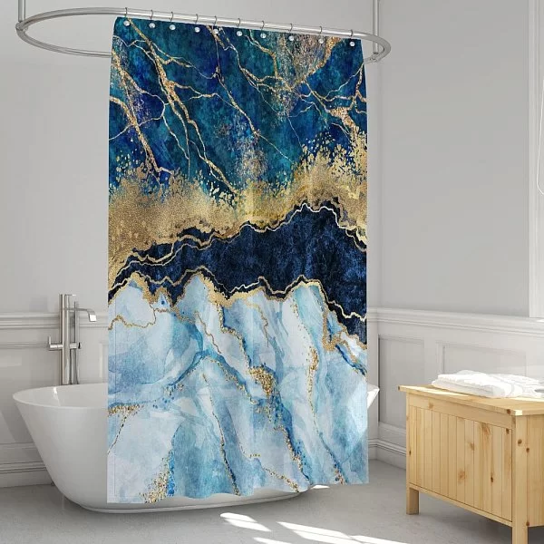 Шторка для ванной комнаты Slice 180х200 см, полиэстер, цвет синий, Carnation Home Fashions, США, SLE200BLU - изобр. 8