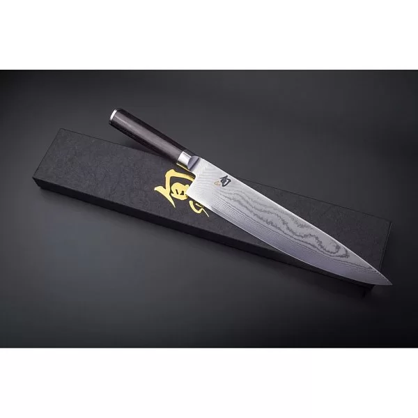 Нож кухонный поварской Gyuto длина лезвия 26,7 см, сталь VG-MAX в обкладках из дамаска, Kai, Япония, DM-0707 - изобр. 15
