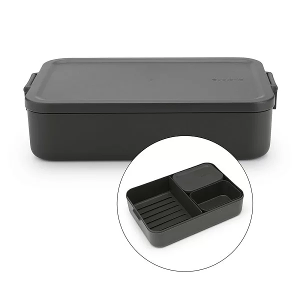 Ланчбокс Bento Make & Take большой 25х16,6х16,7 см, тёмно-серый, пластик, Brabantia, 203480 - изобр. 7