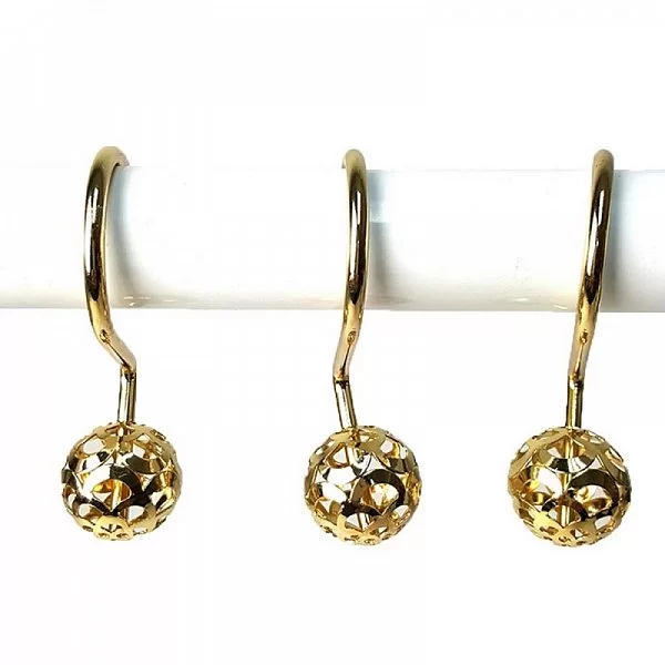 Набор из 12 крючков для шторки Ball Hole Type Hook Brass, 2,2х7 см, цвет золотой, металл, Carnation Home Fashions, США, SFH-BAL/64 - изобр. 8