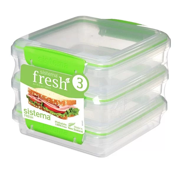 Набор из 3-х контейнеров для сэндвичей FRESH 15,5х15х12,4 см, материал пластик, цвет зеленый, Sistema, Новая Зеландия, SI951643 - изобр. 7