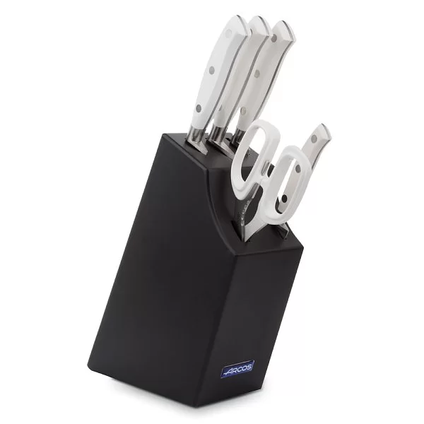 Набор из 4 кухонных ножей +ножницы Riviera Blanca в подставке из бука, нержавеющая сталь Nitrum, Arcos, Испания, 234524 - изобр. 7