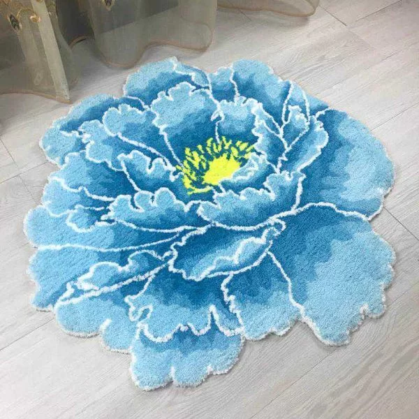 Коврик для ванной комнаты Peony Flower, диаметр 73 см, цвет голубой, полиэстер, Carnation Home Fashions, США, FLW73BLU - изобр. 8