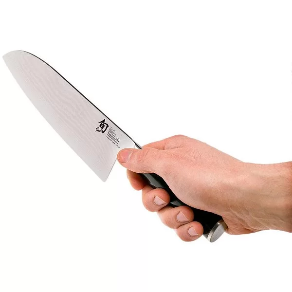 Нож кухонный поварской Wide Santoku длина лезвия 19,1 см, сталь VG-MAX в обкладках из дамаска, Kai, Япония, DM-0717 - изобр. 10