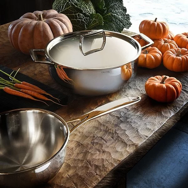 Кастрюля низкая с крышкой Castel'Pro 20 см, объем 2,7 л, нержавеющая сталь 18/10, зеркальная полировка, Cristel, Франция, F20CPF - изобр. 9