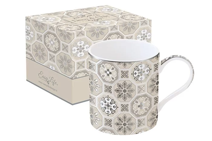 Кружка "Изразцы" 350 мл, фарфор, серый, Easy Life, EL-0135_DCTI_1 - изобр. 7