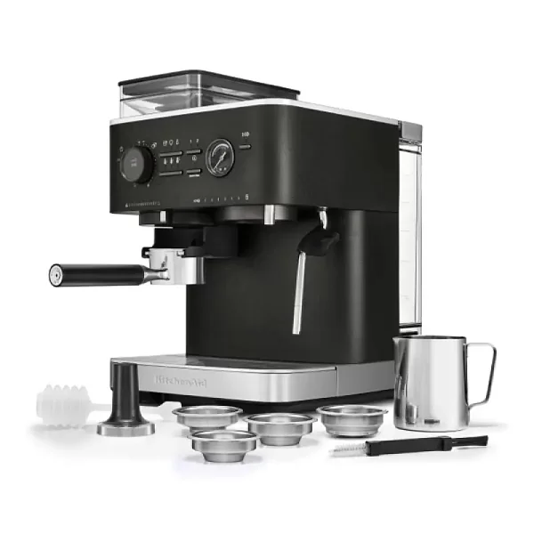 Полуавтоматическая эспрессо-машина с кофемолкой 2,5 л, цвет чугун, Kitchen Aid, США, 5KES6551EBK - изобр. 12