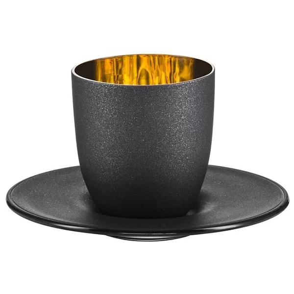 Чашка с блюдцем для эспрессо Cosmo Gold 11,5x6,3 см, 100 мл, хрусталь, цвет черный + золото, Eisch, Германия, 70510906 - изобр. 7