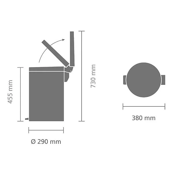 Мусорный бак с педалью 20 л цвет мятный металлик, материал нержавеющая сталь, Brabantia, 106040 - изобр. 10